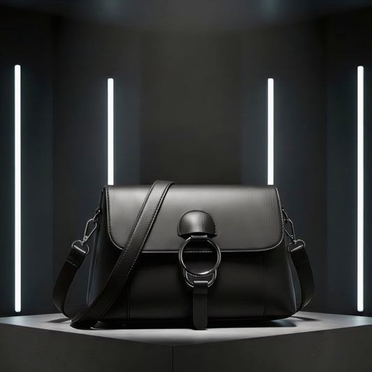 Elegant Ring Buckle Crossbody Bag – Minimalist Leather Shoulder Purse - RIZE.OFFICIAL