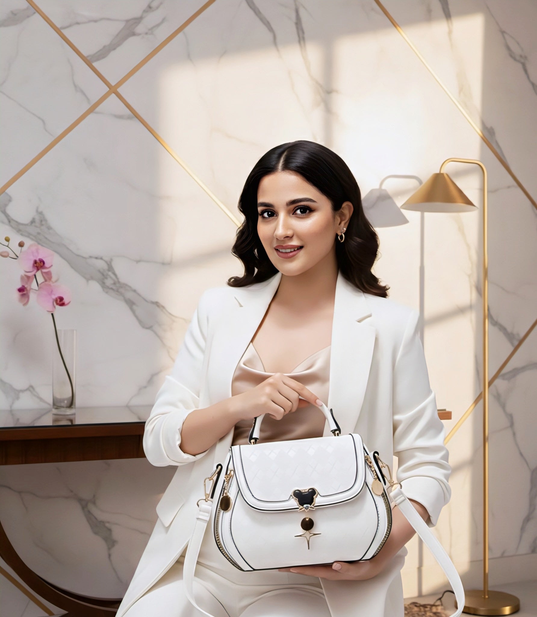 Elegant Soft Leather Crossbody Bag – White