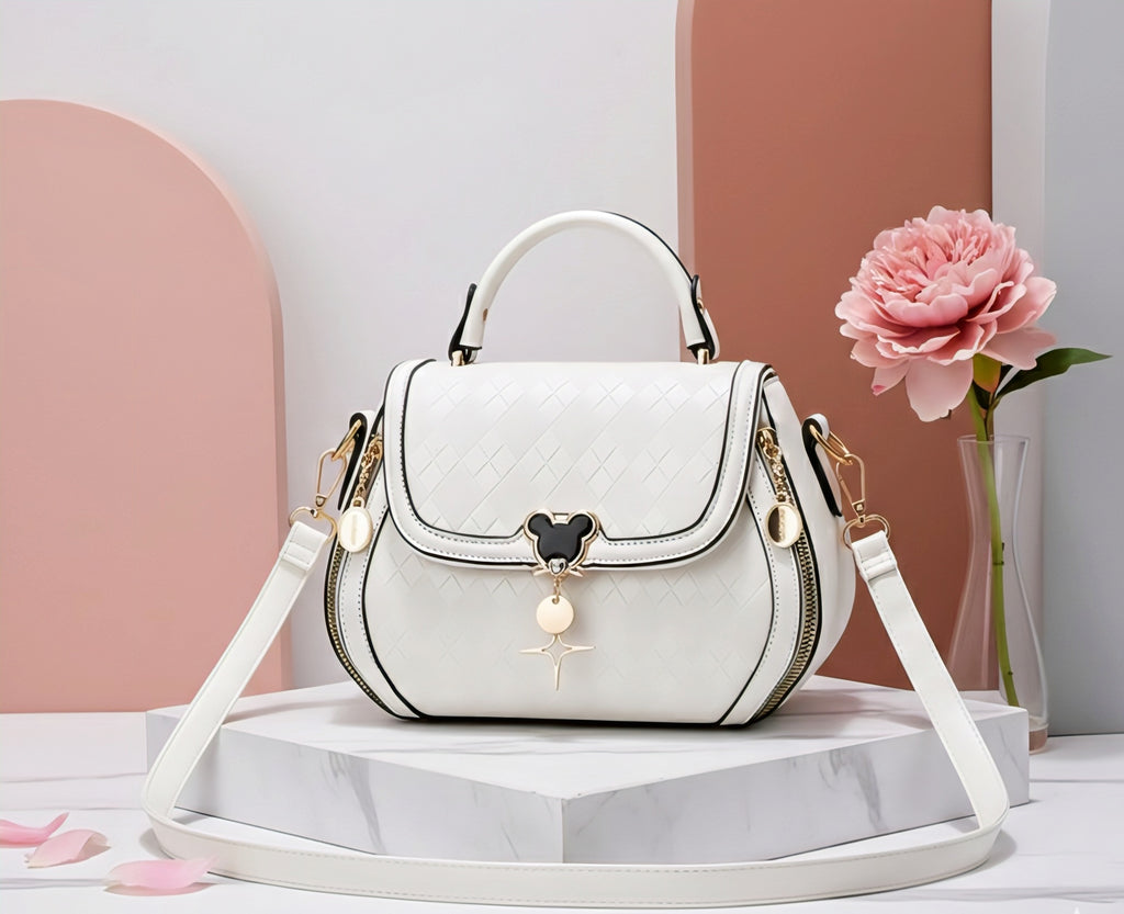 Elegant Soft Leather Crossbody Bag – White