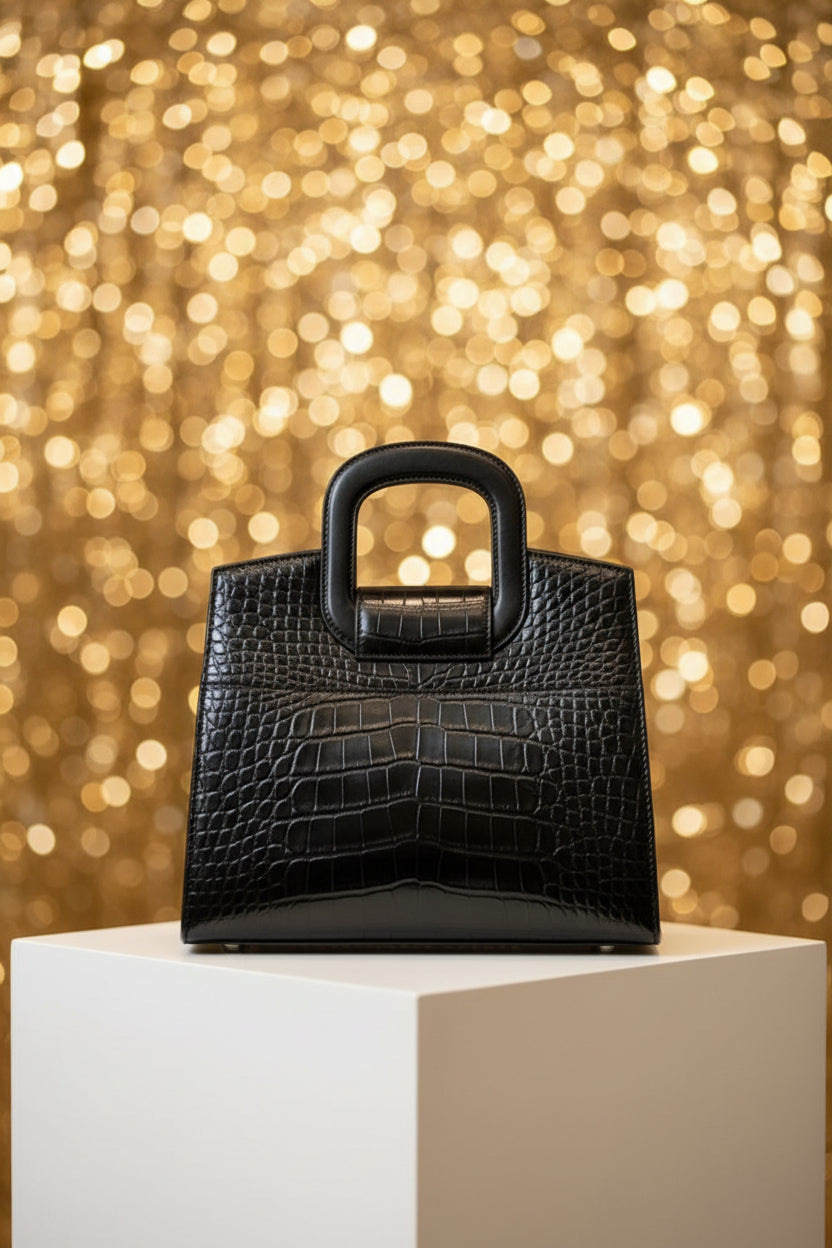 Elegant Croc-Embossed Leather Top-Handle Handbag – Timeless Luxury Design - RIZE.OFFICIAL