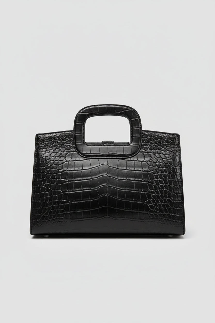 Elegant Croc-Embossed Leather Top-Handle Handbag – Timeless Luxury Design - RIZE.OFFICIAL