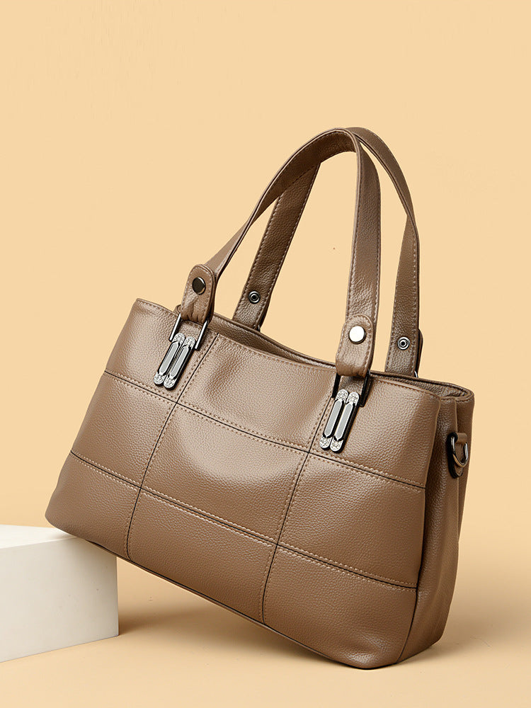 Women’s Elegant Leather Tote Handbag – Large Capacity Shoulder Bag with Multiple Colors