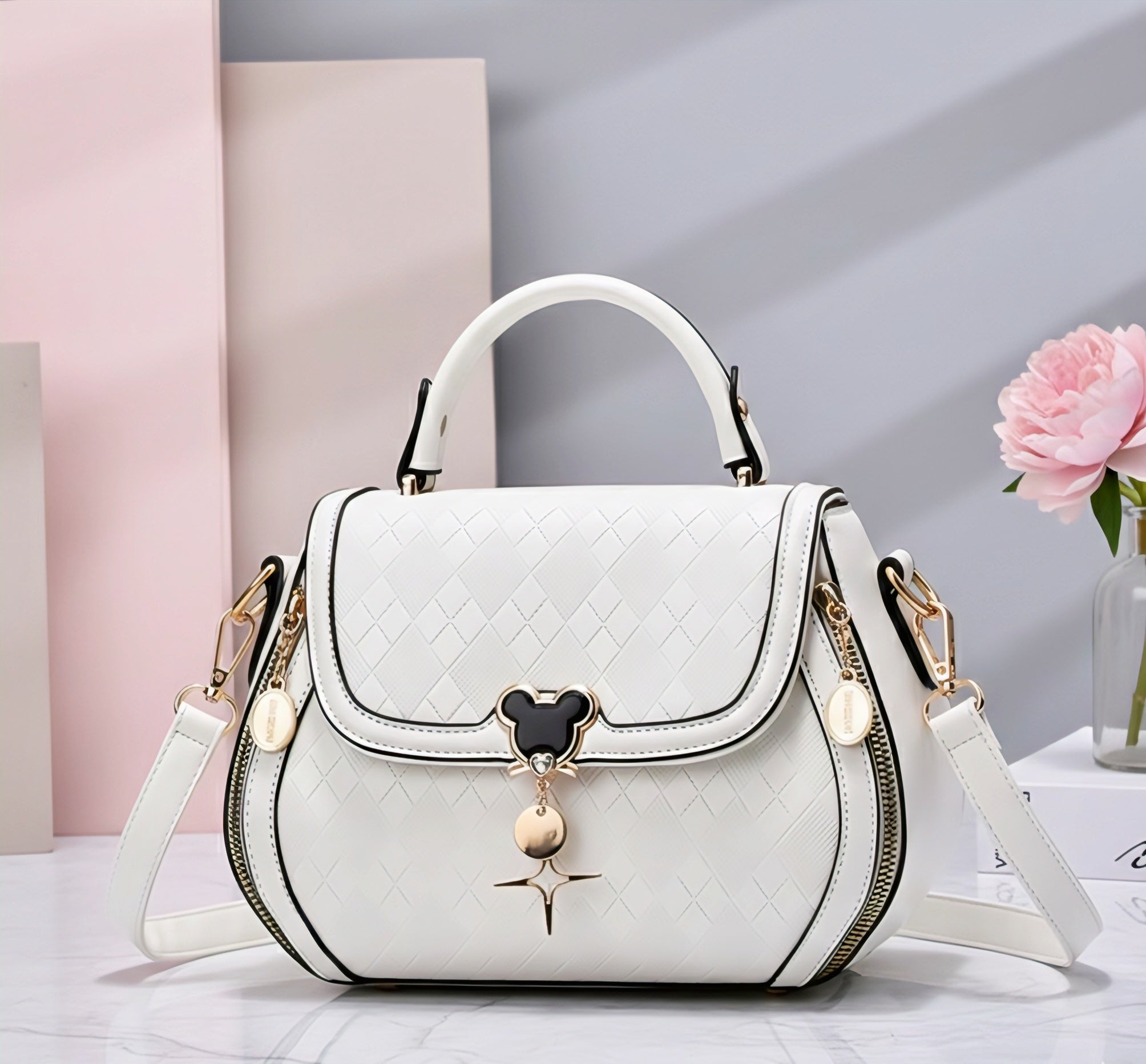 Elegant Soft Leather Crossbody Bag – White
