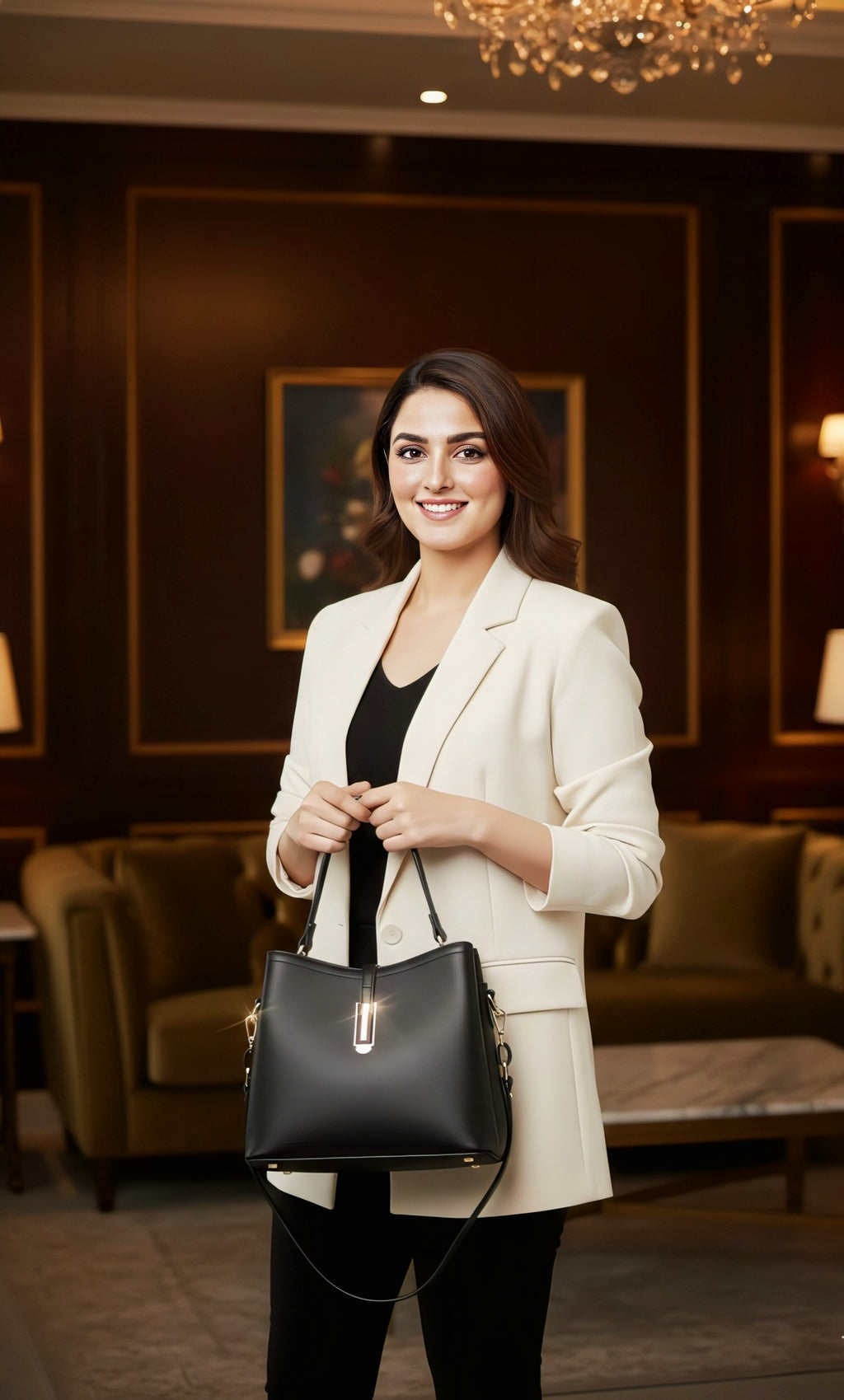 Black Faux Leather Day-to-Night Handbag