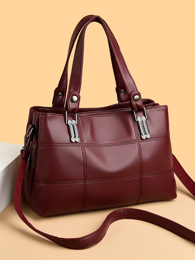 Women’s Elegant Leather Tote Handbag – Large Capacity Shoulder Bag with Multiple Colors