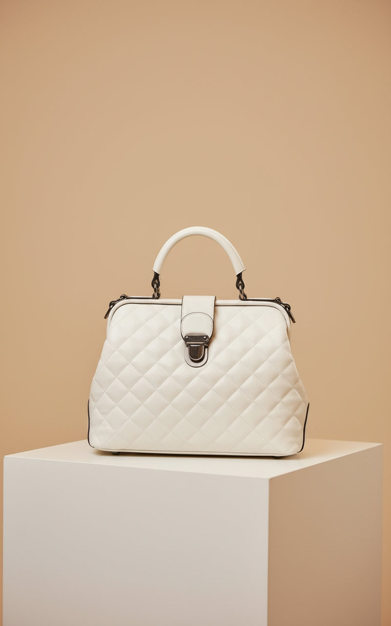 Elegant Quilted White Handbag – Timeless Chic Shoulder & Top-Handle Bag - RIZE.OFFICIAL