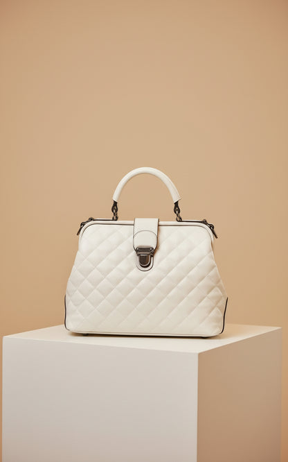 Elegant Quilted White Handbag – Timeless Chic Shoulder & Top-Handle Bag - RIZE.OFFICIAL