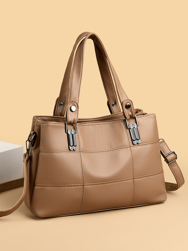 Women’s Elegant Leather Tote Handbag – Large Capacity Shoulder Bag with Multiple Colors